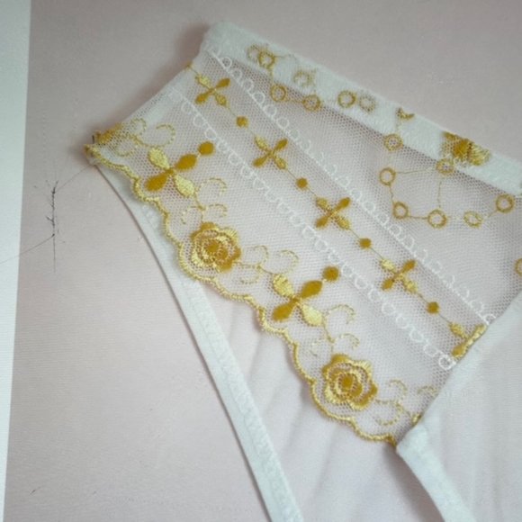 Brand New Embroidery Gold Laced & White Mesh Panty Various - Picture 6 of 6